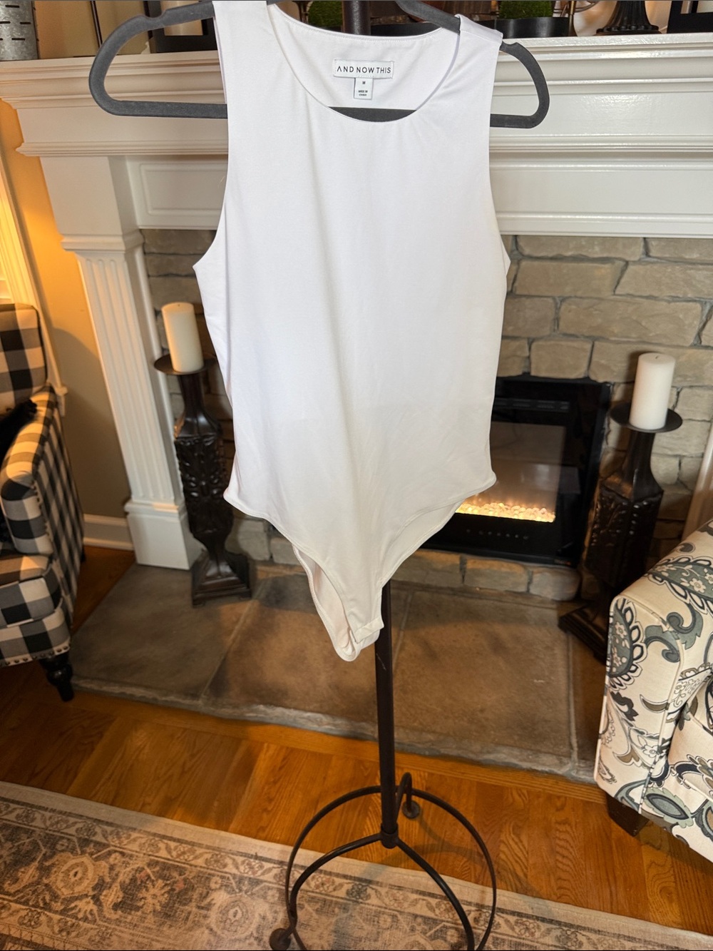 And Now This White Sleeveless Bandeau Bodysuit